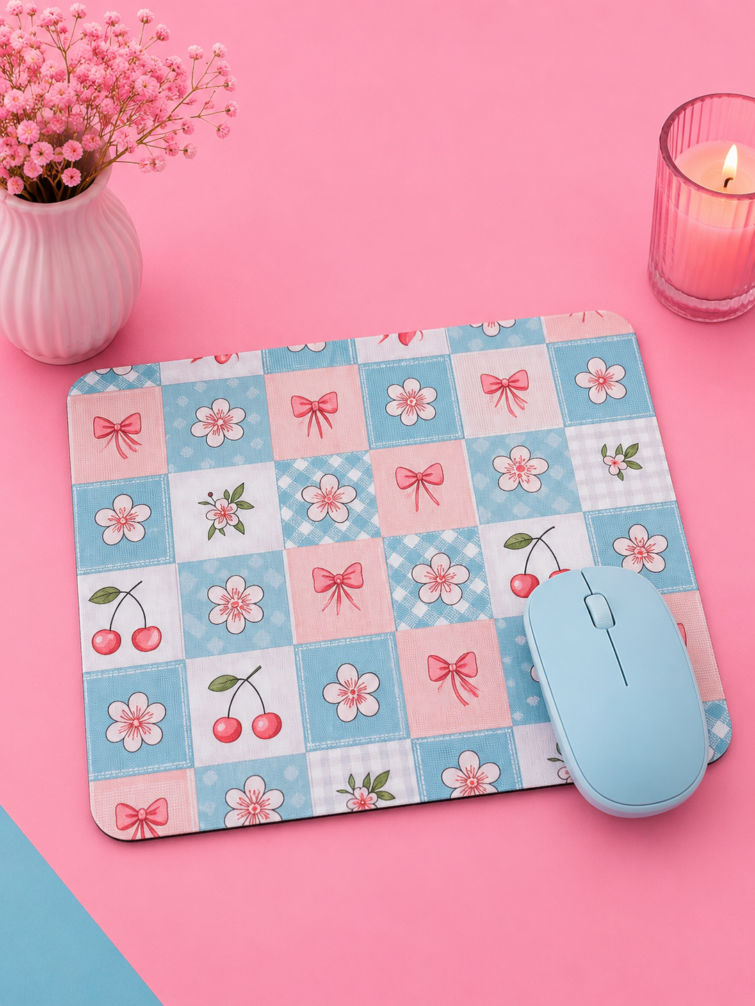 Blossom Patchwork – Musmatta med Blommigt Rutmönster