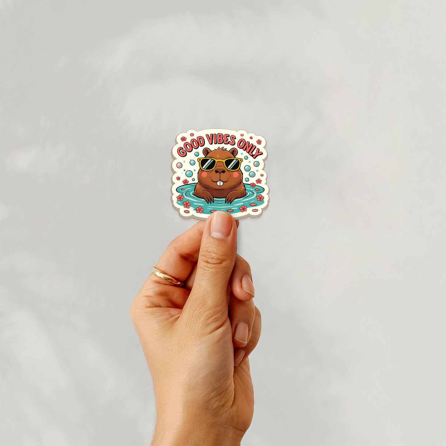 Vinyl Sticker â Good Vibes Only Capybara