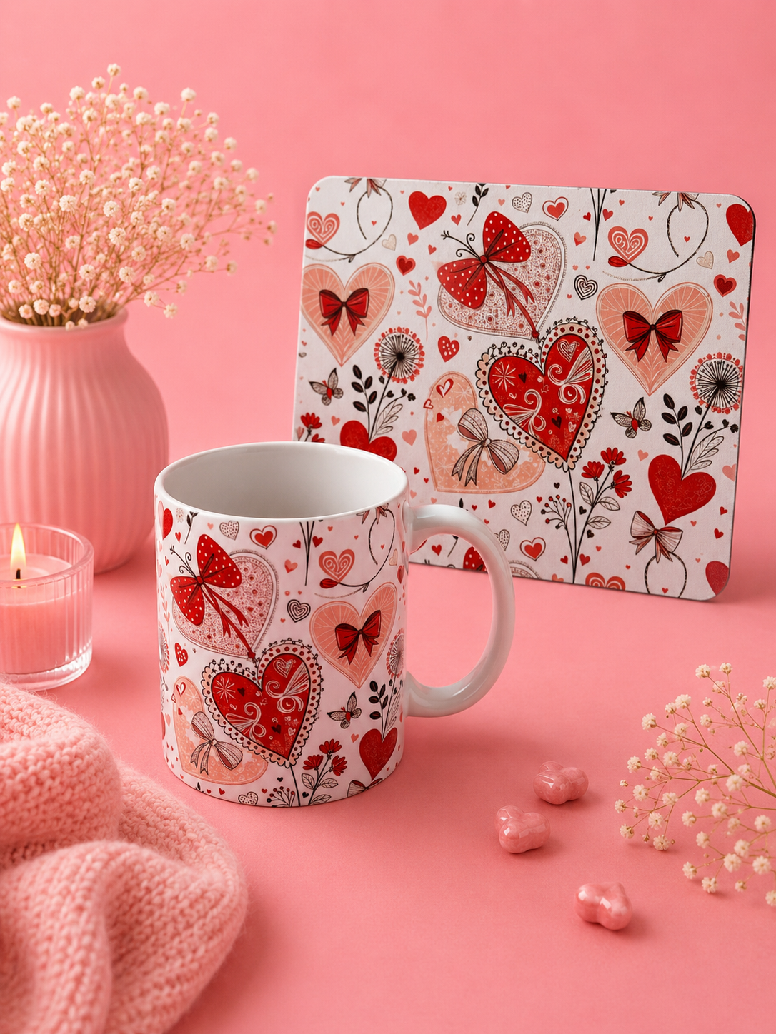 Love Hearts Bow Musmatta liggandes