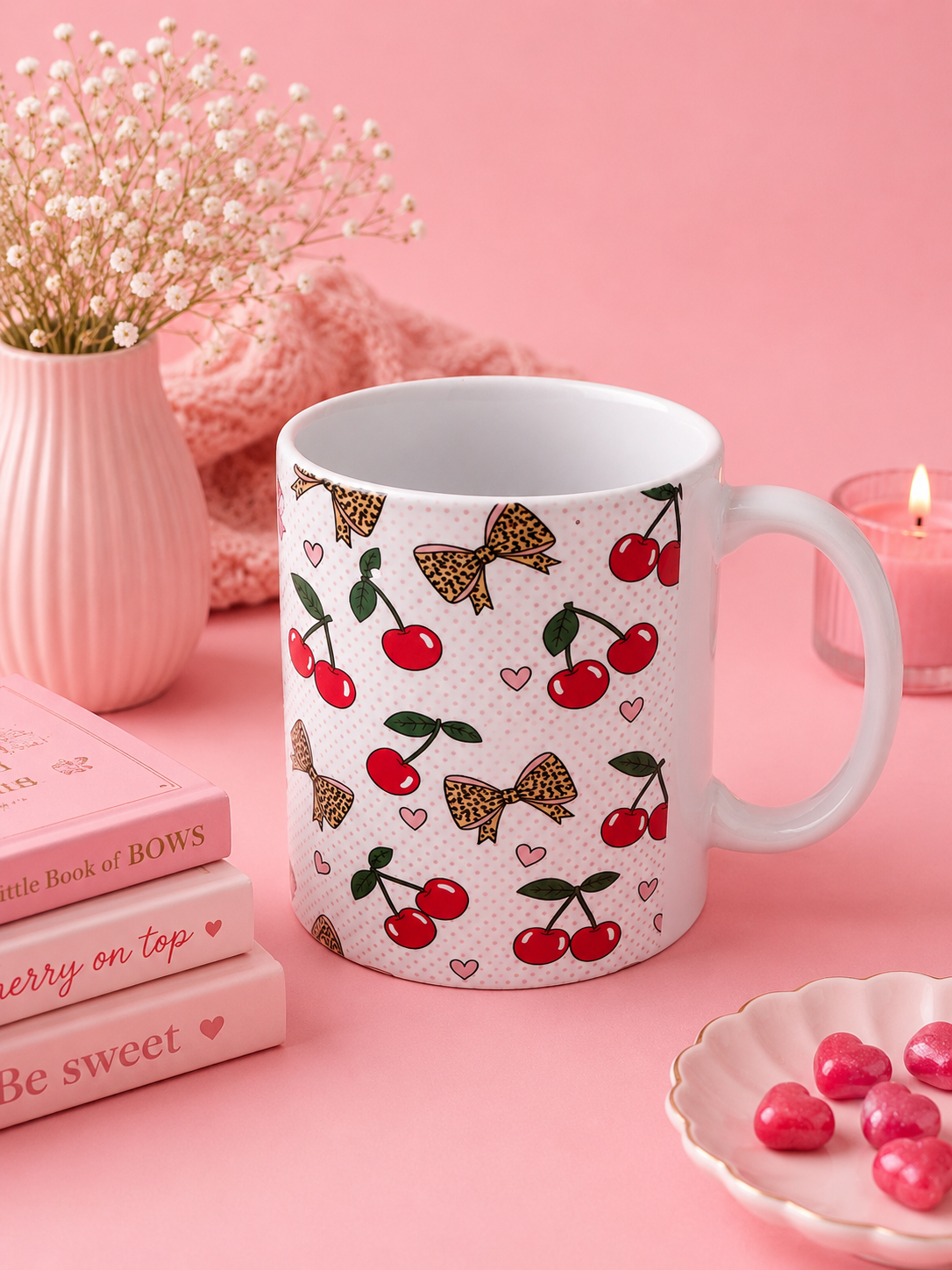 Cherry & Bow Leopard Mug