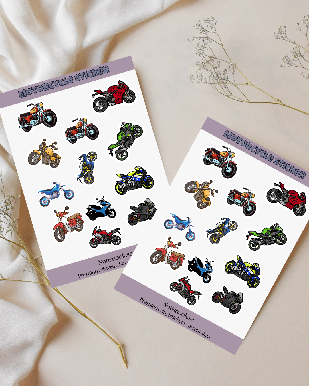 motorcykel sticker sheet