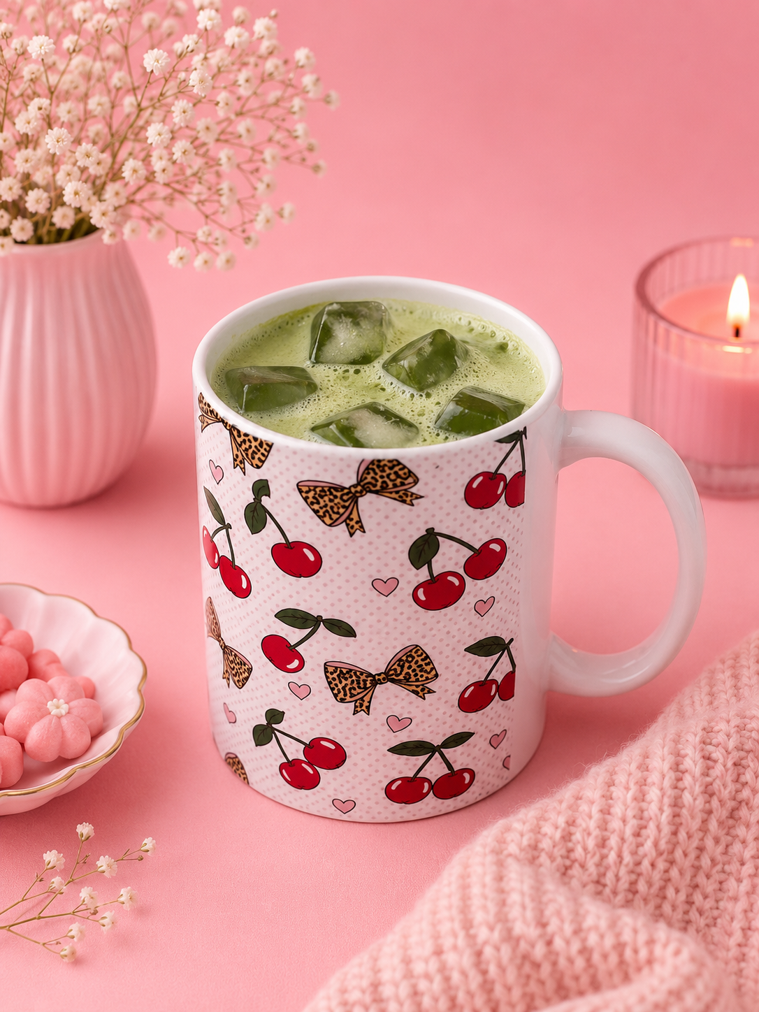 Cherry & Bow Leopard Mug