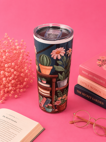 Books, Plants & Coffee Tumbler