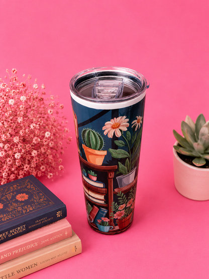 Books, Plants & Coffee Tumbler
