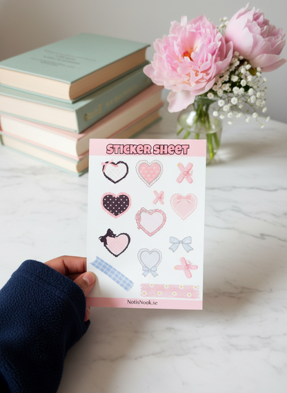Sticker Sheet – Hjärtan & Rosetter