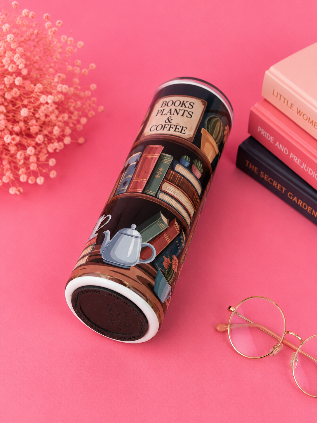 Books, Plants & Coffee Tumbler