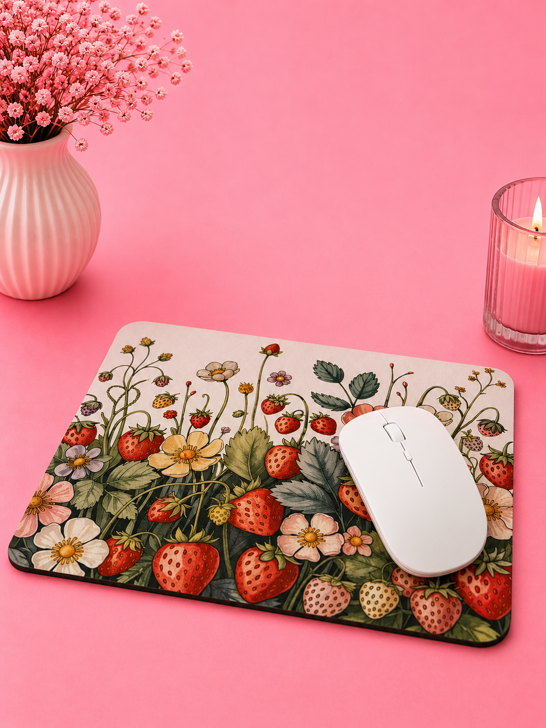 Strawberry Garden – Musmatta med Botaniskt Jordgubbsmotiv
