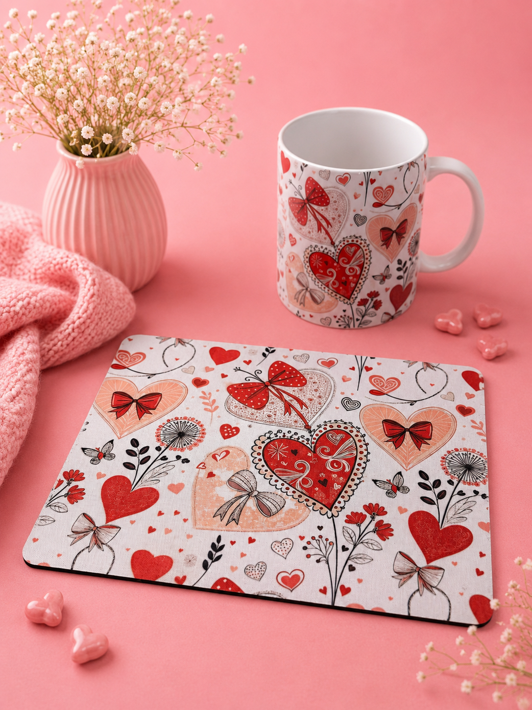 Love Hearts Bow Mug med te