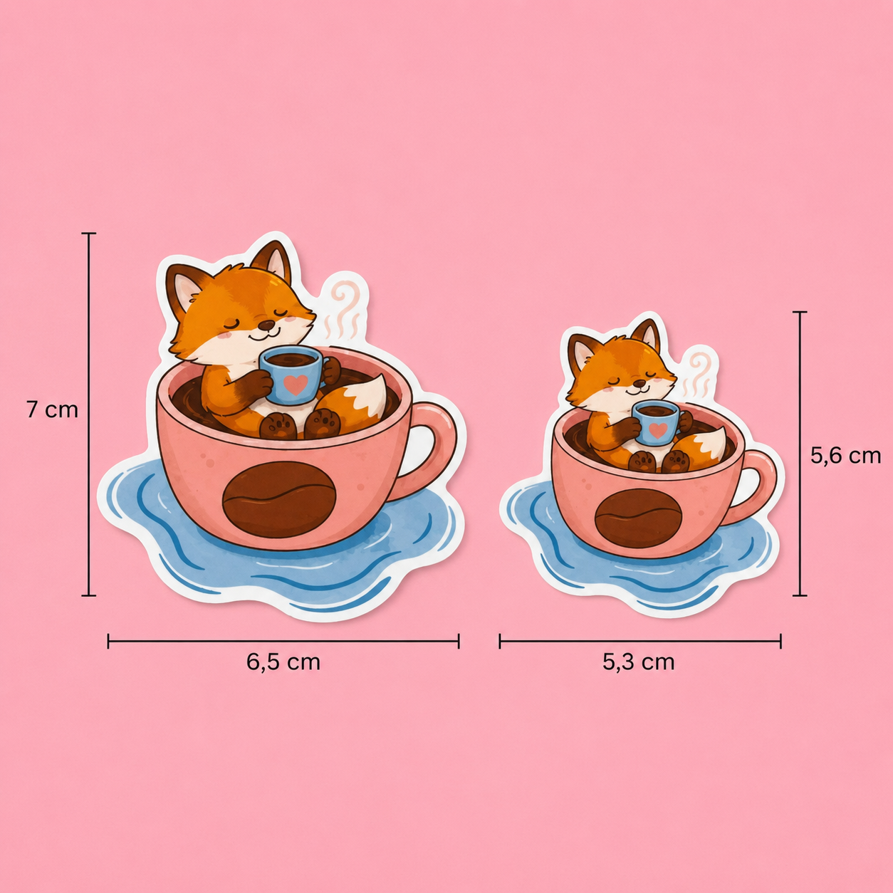 Vinyl Sticker – Räv i Kaffekopp